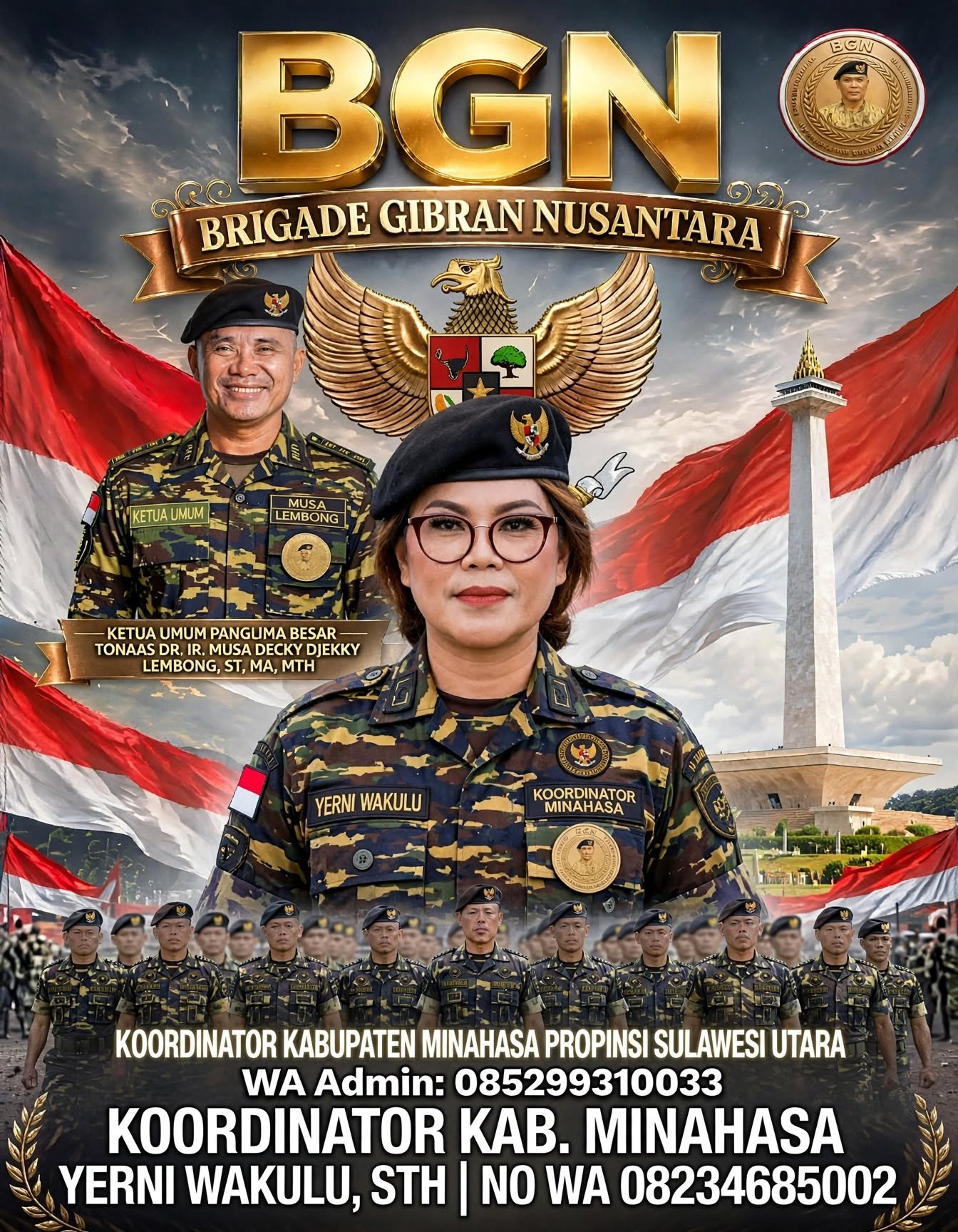 YERNI WAKULU,STH. PIMPIN BRIGADE GIBRAN NUSANTARA (BGN) KABUPATEN MINAHASA SULAWESI UTARA
